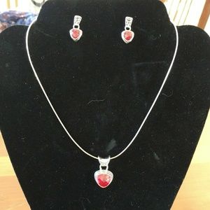 Sterling silver created ruby set